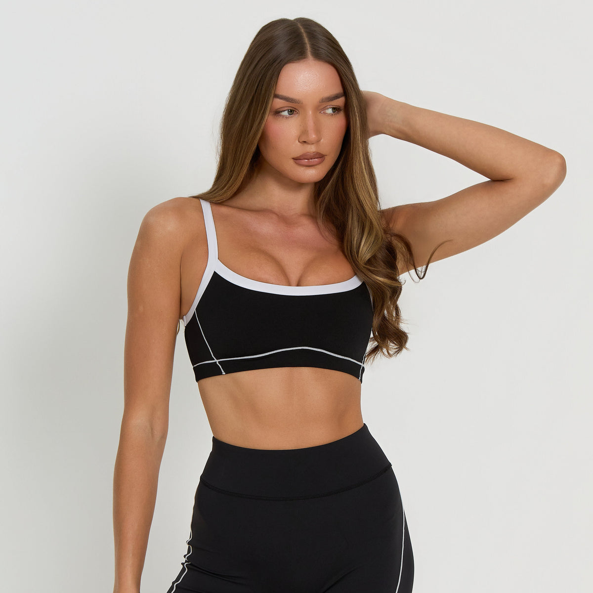 Contrast Sports Bra | Shadow Black - Fern Fitness