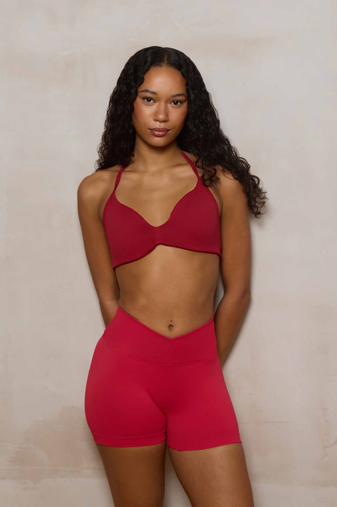 SuperSculpt V-Waist Scrunch Bum Shorts | Berry Red