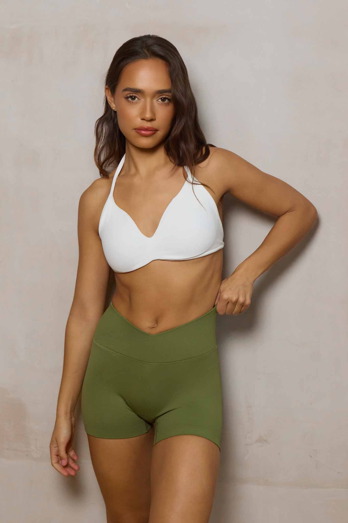 SuperSculpt V-Waist Scrunch Bum Shorts | Olive