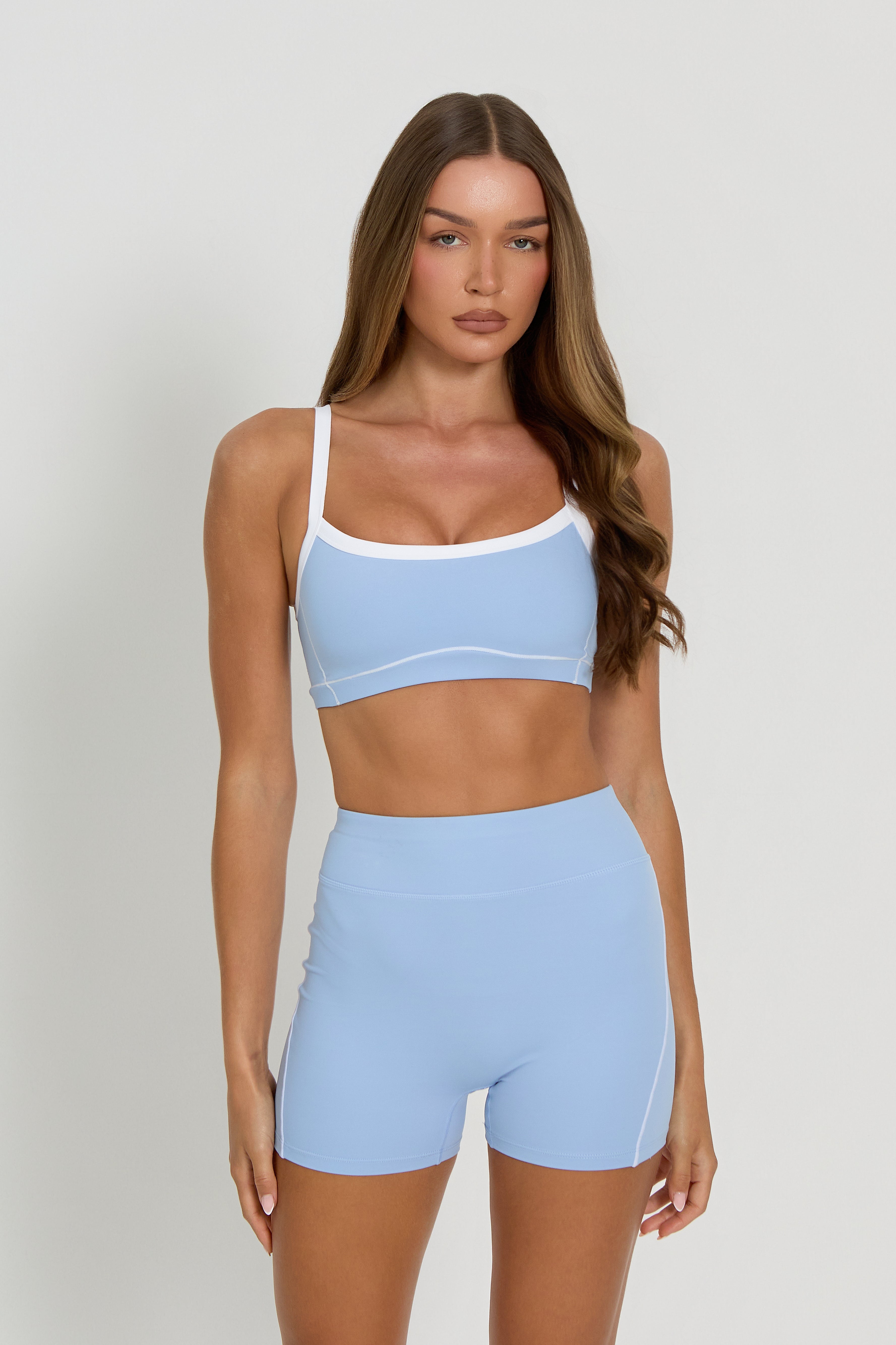 Contrast Sports Bra | Sky Blue