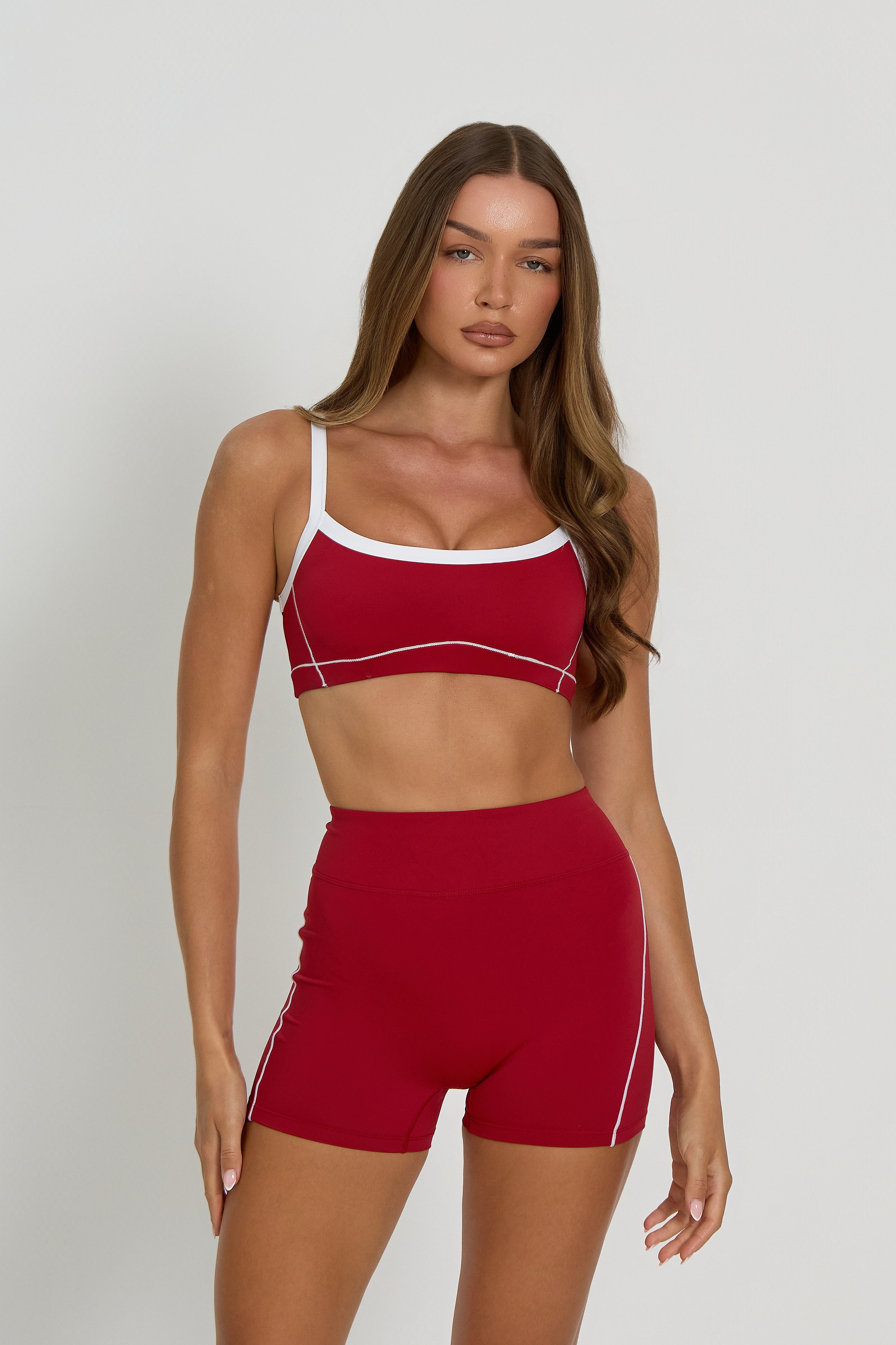 Contrast Sports Bra | Cherry Red