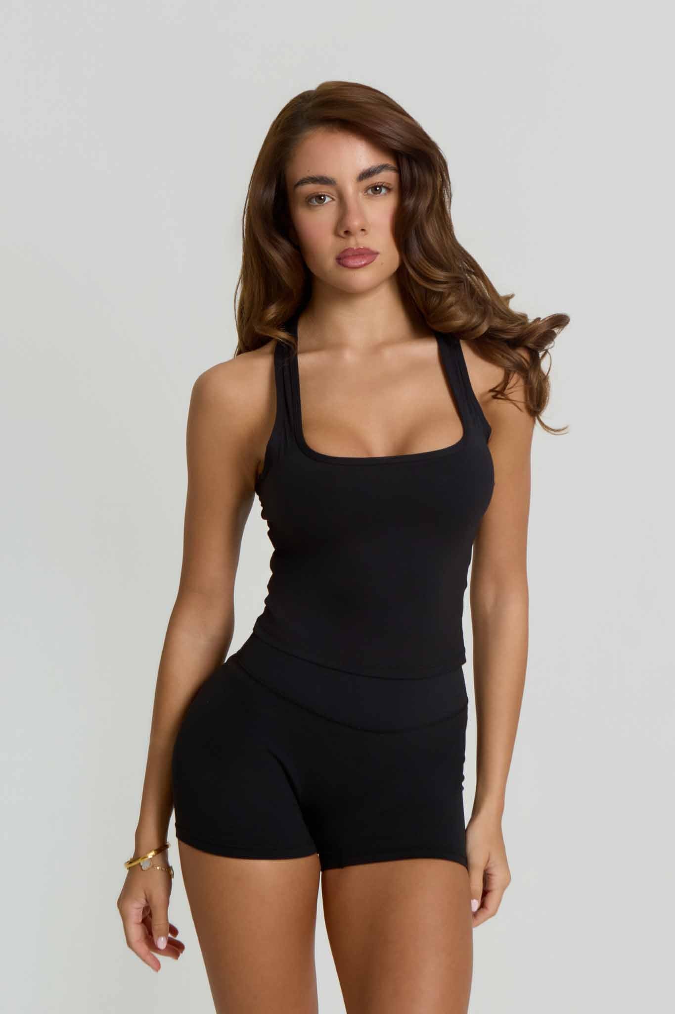 Core Racer Back Tank | Shadow Black