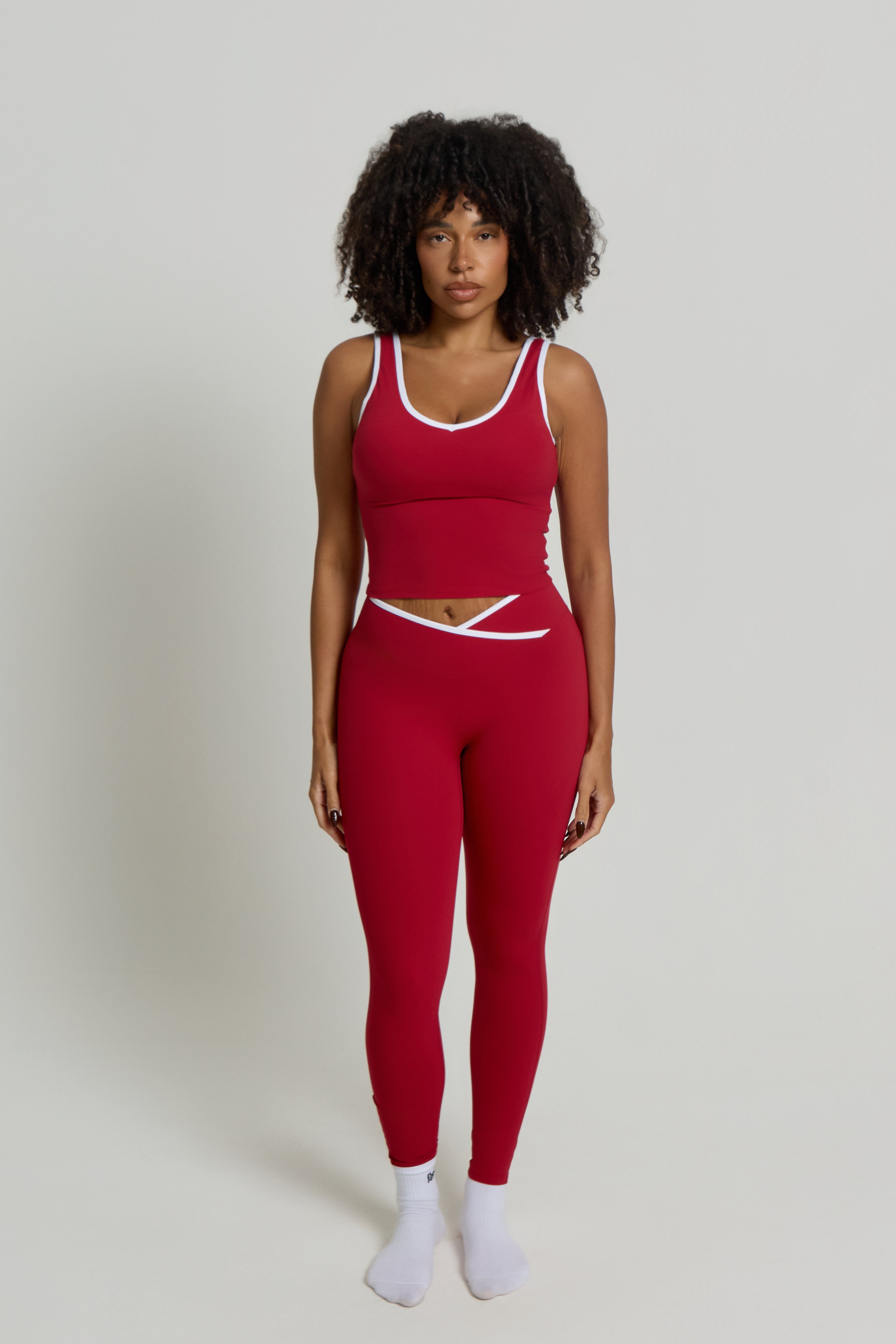 Flow Wrap-Over High Waisted Leggings | Cherry Red