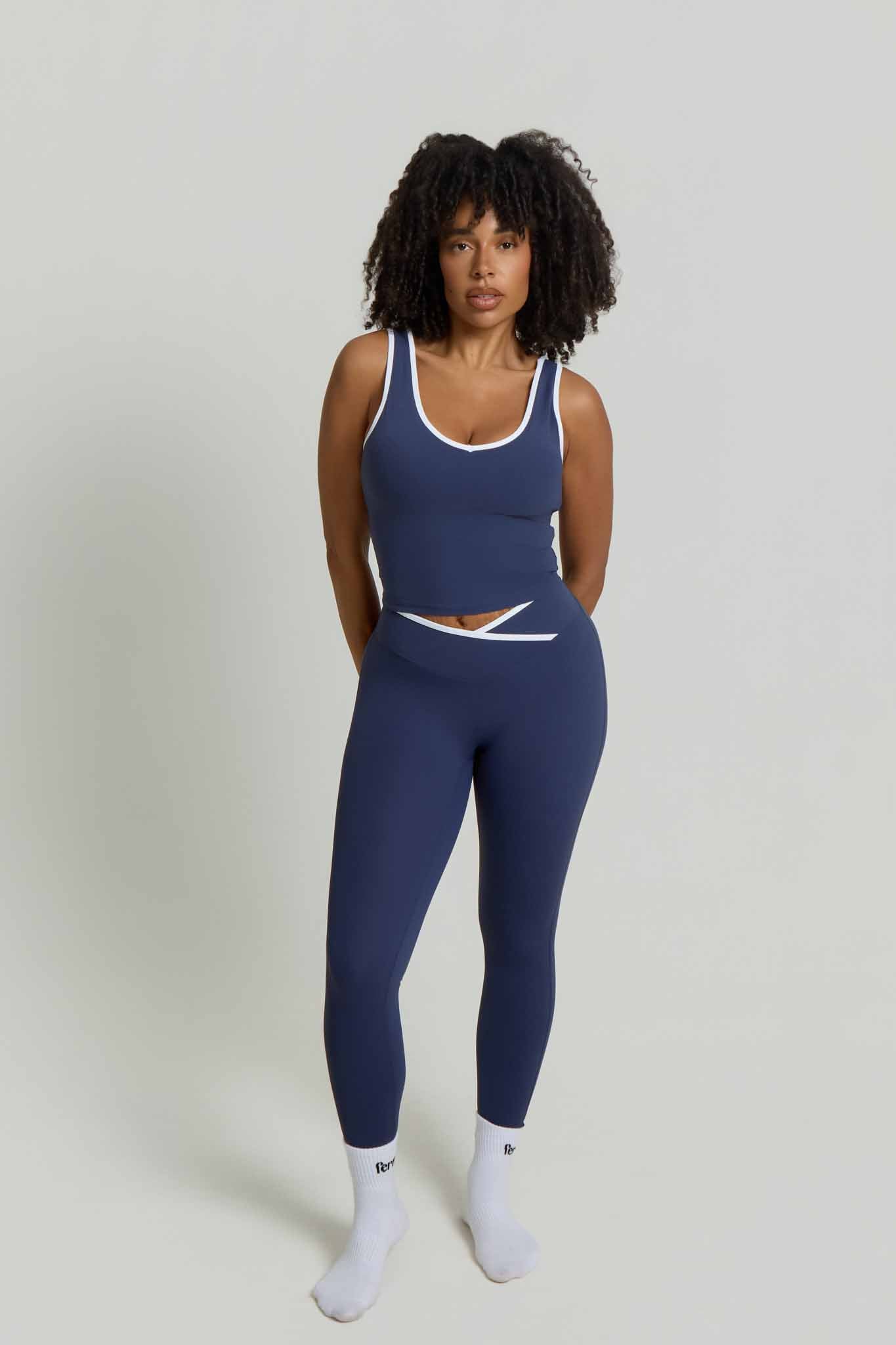 Flow Wrap-Over High Waisted Leggings | Navy Blue