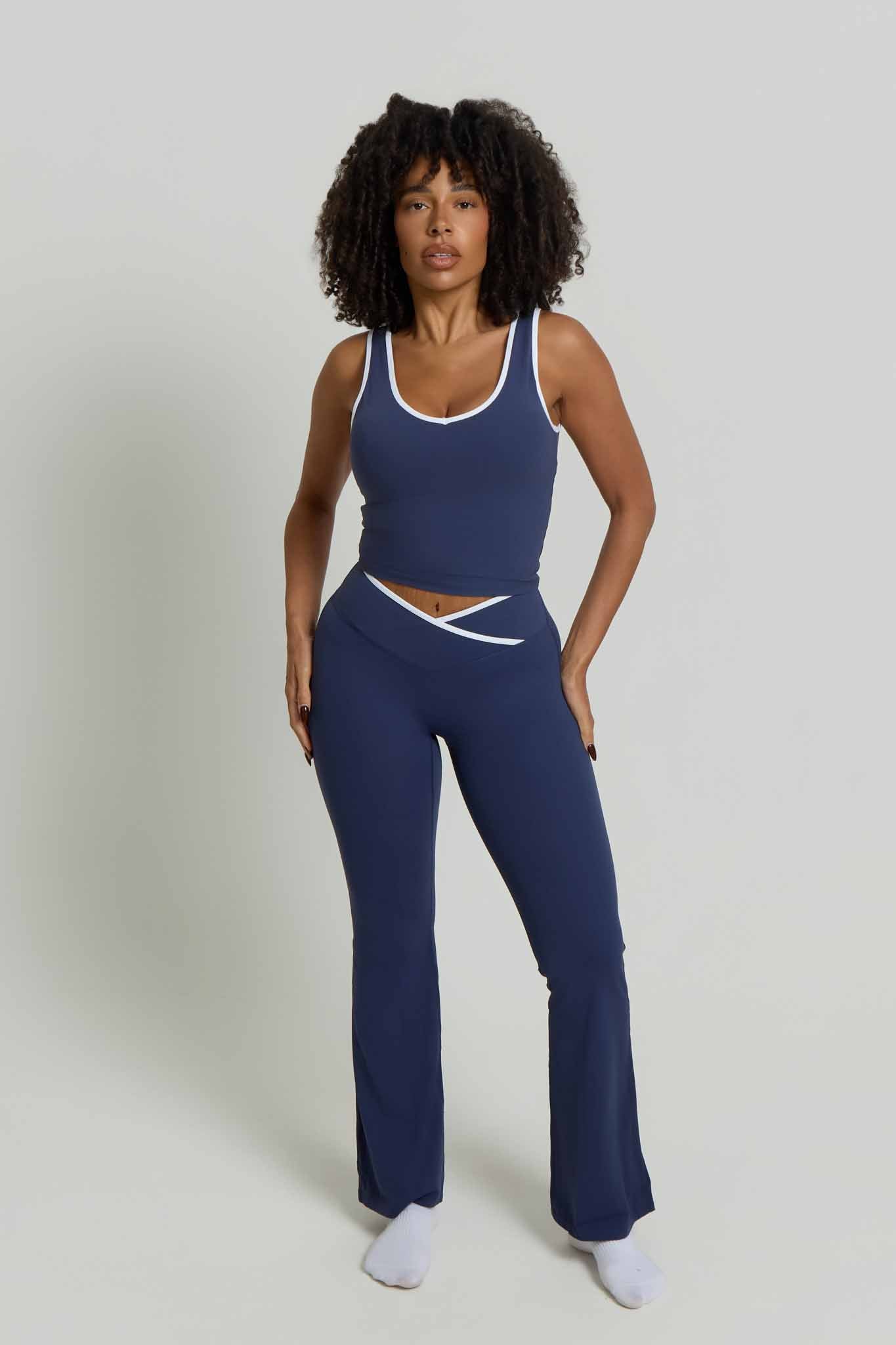 Flow Wrap-Over High Waisted Flares | Navy Blue