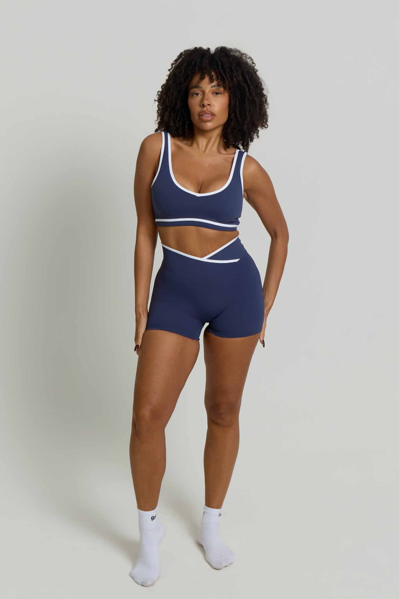 Flow Wrap-Over High Waisted Shorts | Navy Blue