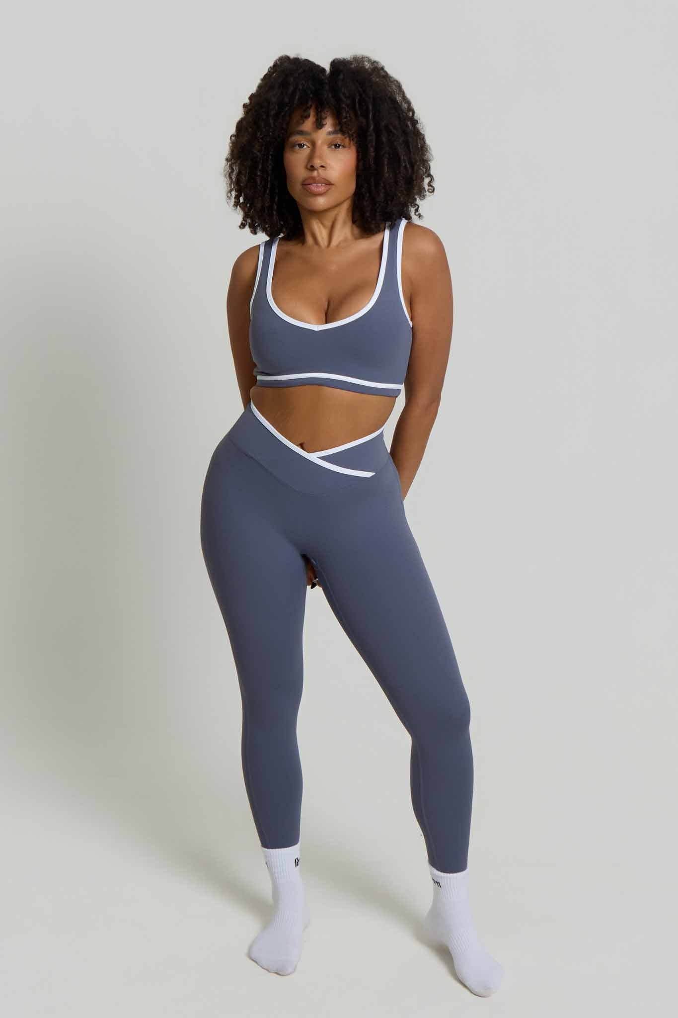 Flow Wrap-Over High Waisted Leggings | Slate Blue