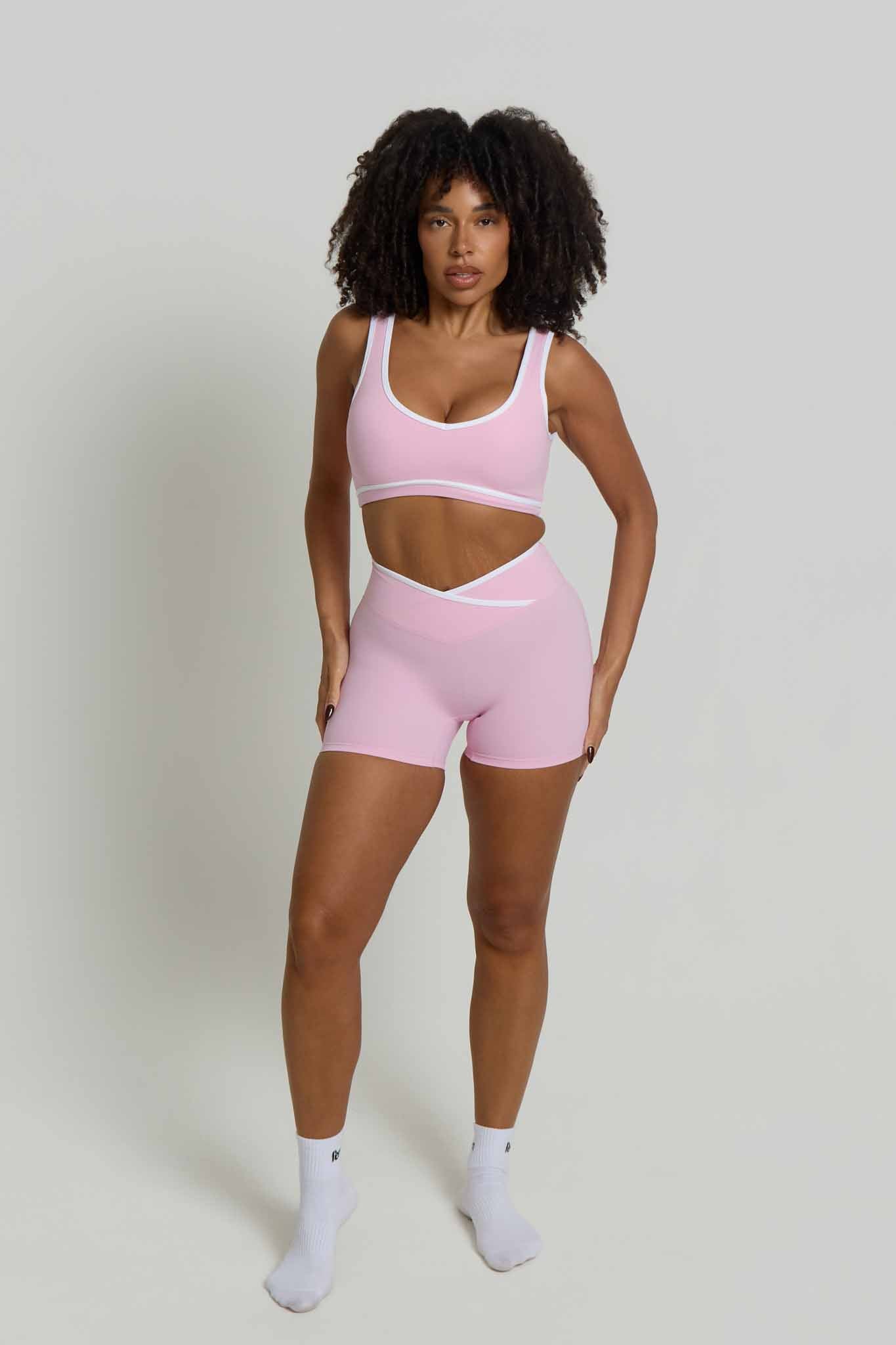 Flow Wrap-Over High Waisted Shorts | Blush Pink